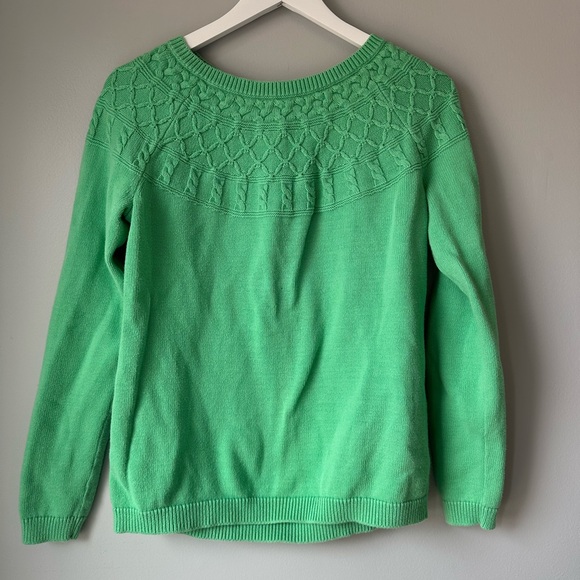 Talbots Sweaters - Talbots Green Crewneck Sweater with Knit Yoke small